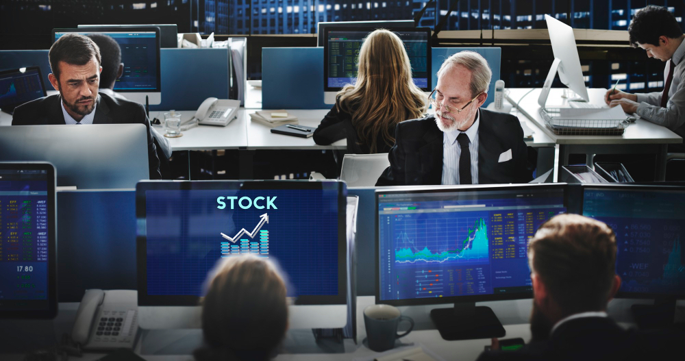 Stock exchange during working hours