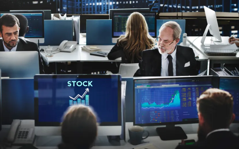 Stock exchange during working hours