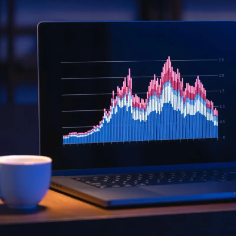 Laptop with stock market graph opened in the browser